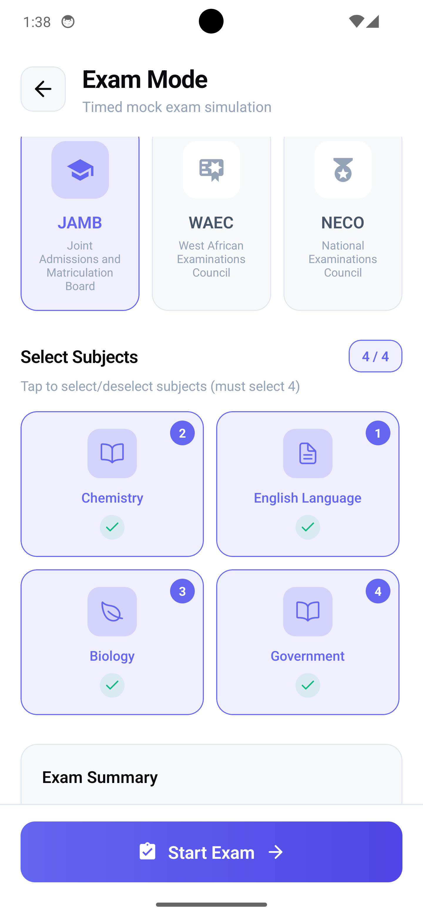 Exam Mode
